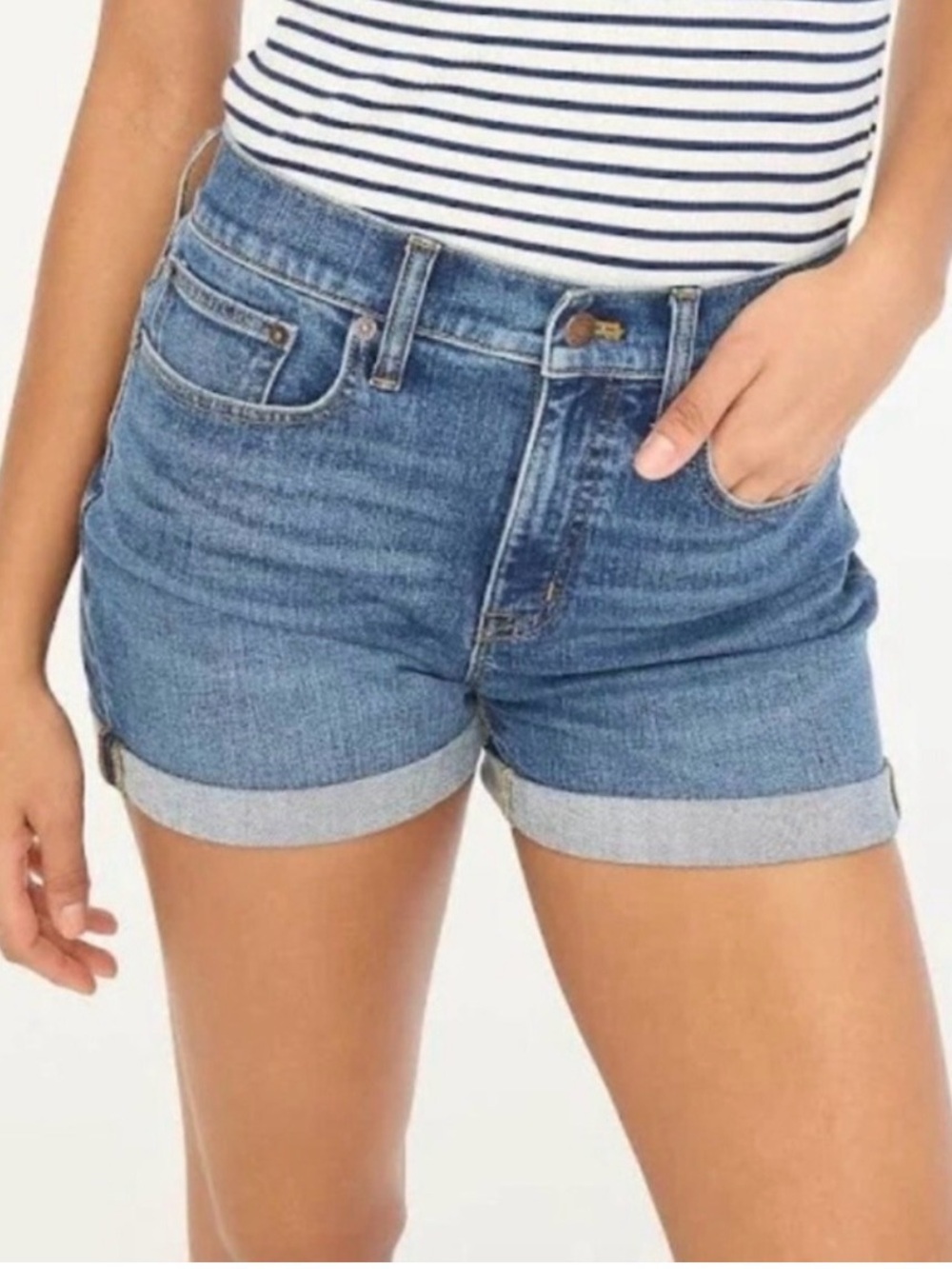J. Crew Mid Rise Cuffed Denim Shorts 28